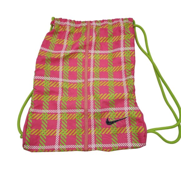 NIKE Pink Green White Sack Day Pack ~ Swoosh - Picture 1 of 3
